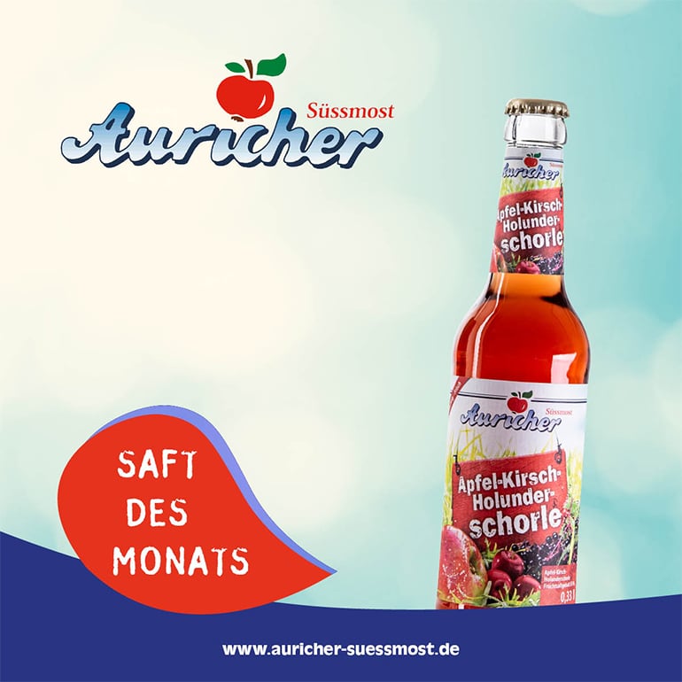 Saft des Monats: Apfel-Kirsch-Holunder-schorle | Auricher Süssmost GmbH