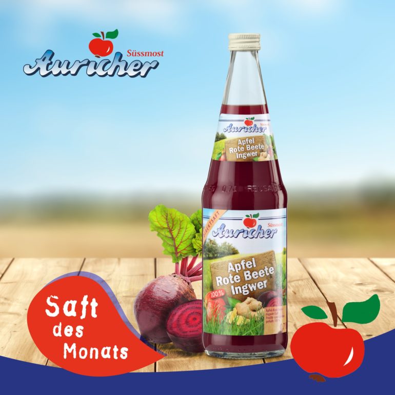 Der #SaftdesMonats ist unser Apfel-Rote-Beete- Ingwer-Saft!